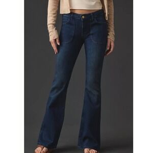Anthropologie Pilcro Jeans The Icon Flare Bootcut Sz 26 (26x30) Low Rise Dark
